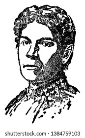 Martha Lamb was a United States author, editor and historian, vintage line drawing or engraving illustration