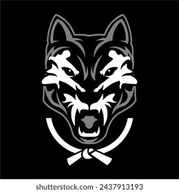 martial art with animal face, design element for logo, poster, card, banner, emblem, t shirt. Vector illustration