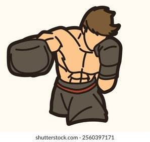 Martial Art Boxing Sport Fighter Punching Action Kickboxing Muay Thai Cartoon Graphic Vector