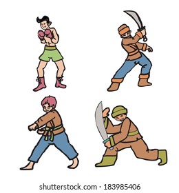 Martial art boy character set