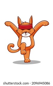 Martial art cat cartoon illustration