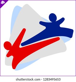 Martial art colored simbol, logo. Karate creative design emblem.