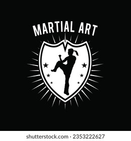 Martial Art. female martial art silhouette. female kickboxing.