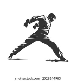 Arte marcial Karate Ação Pose cor preta vetor ilustração