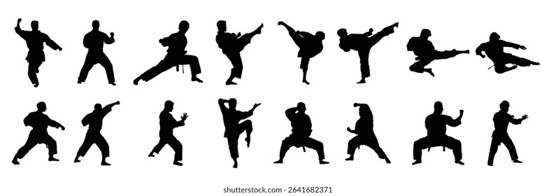 martial art karate silhouettes collection