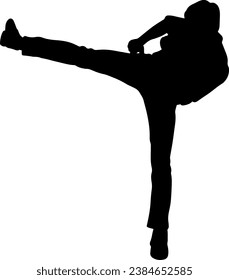 martial art kick silhouette vector