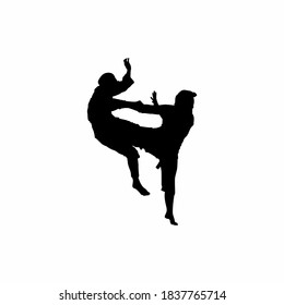 martial art kick vector silhouette design