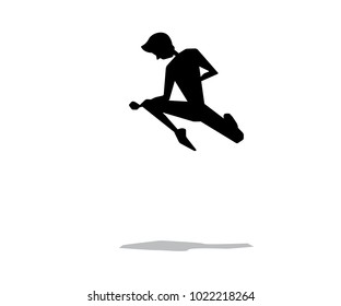 martial art man movement silhouette cartoon illustration