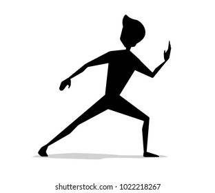 martial art man movement silhouette cartoon illustration
