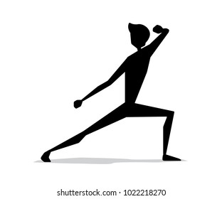 martial art man movement silhouette cartoon illustration