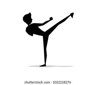 martial art man movement silhouette cartoon illustration