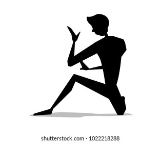 martial art man movement silhouette cartoon illustration