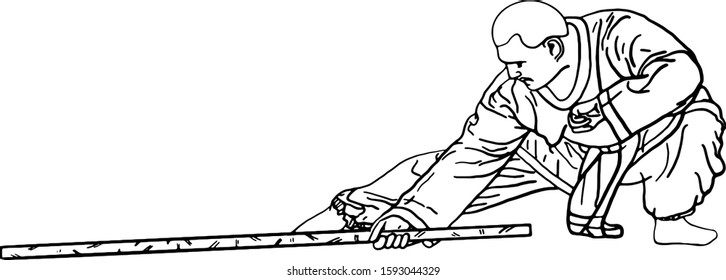 Martial art in pictures. How to defend or hit. Gestures of arms and legs. Can be used for books, magazines, coloring books, booklets, advertising, web design.
