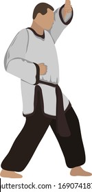 Martial art in pictures. How to defend or hit. Gestures of arms and legs. Can be used for books, magazines, coloring books, booklets, advertising, web design.
