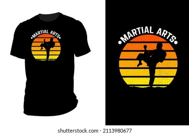 Martial art pose silhouette t shirt mockup vintage