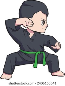 martial art silat cartoon handrawn vector 