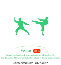 Martial art silhouette vector icon.