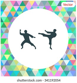 Martial art silhouette vector icon.