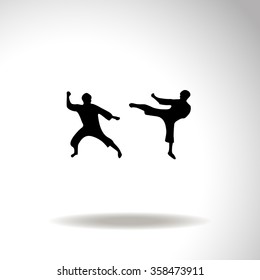 Martial art silhouette vector icon.