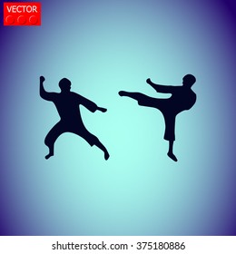 Martial art silhouette vector icon.