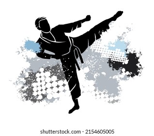 Martial art sport graphic with dynamic background.