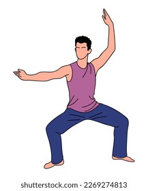 Martial art training male cartoon Vector character