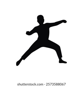 A martial art vector black silhouette