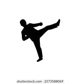 A martial art vector black silhouette