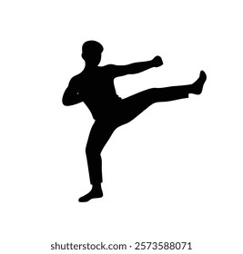 A martial art vector black silhouette