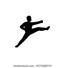 A martial art vector black silhouette