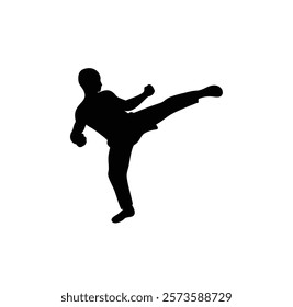 A martial art vector black silhouette