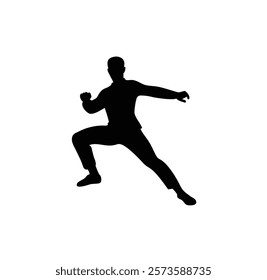 A martial art vector black silhouette