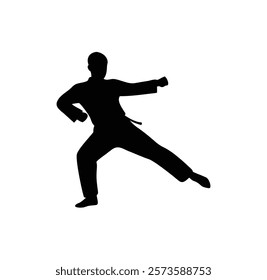 A martial art vector black silhouette