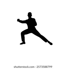 A martial art vector black silhouette