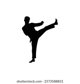 A martial art vector black silhouette