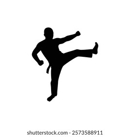 A martial art vector black silhouette