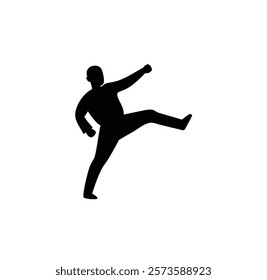 A martial art vector black silhouette