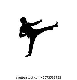 A martial art vector black silhouette