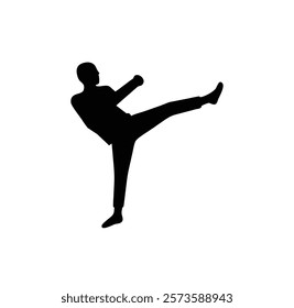 A martial art vector black silhouette