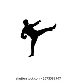 A martial art vector black silhouette