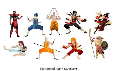 martial artists shaolin warriors and ninja fighters