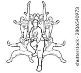 Martial Arts Action Collection Vector Line Art Illustration
A dynamic vector illustration featuring a collection of martial artists performing various combat techniques, including karate, kung fu, taekwondo, and self-defense poses. Designed in clean black and white line art style, this editable vector showcases punches, high kicks, defensive stances, and traditional martial arts movements. Perfect for sports posters, dojo branding, fitness campaigns, martial arts schools, educational materials, logos, apparel, coloring books, and print or digital design projects. Isolated on a white background for easy customization.