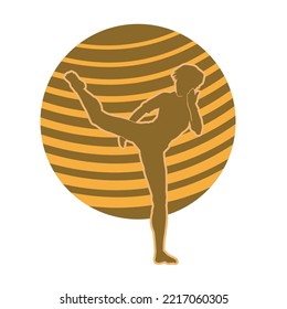 Martial arts beautiful woman posing silhouette vector