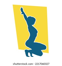 Martial arts beautiful woman posing silhouette vector