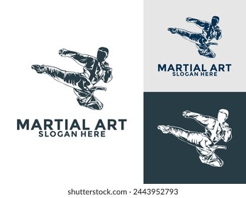 Martial Arts Character Logo Illustration. Martial Art Logo Vector Template