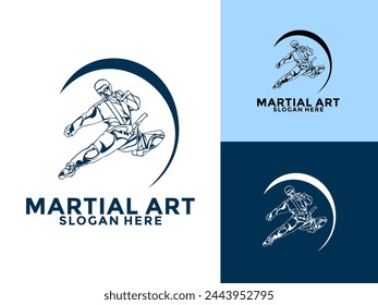 Martial Arts Character Logo Illustration. Martial Art Logo Vector Template