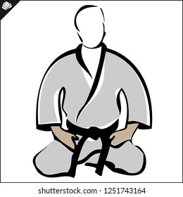 Martial arts Fighter in kimono, dogi. Karate, taekwon-do, hapkido. Vector EPS.