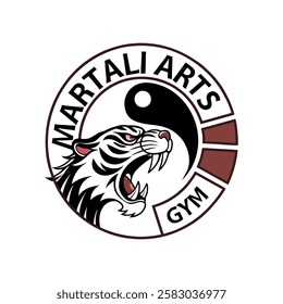 martial arts gym logo with a fierce tiger head