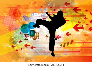 Martial arts. High kick