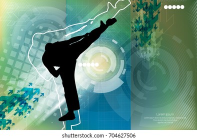Martial arts. High kick